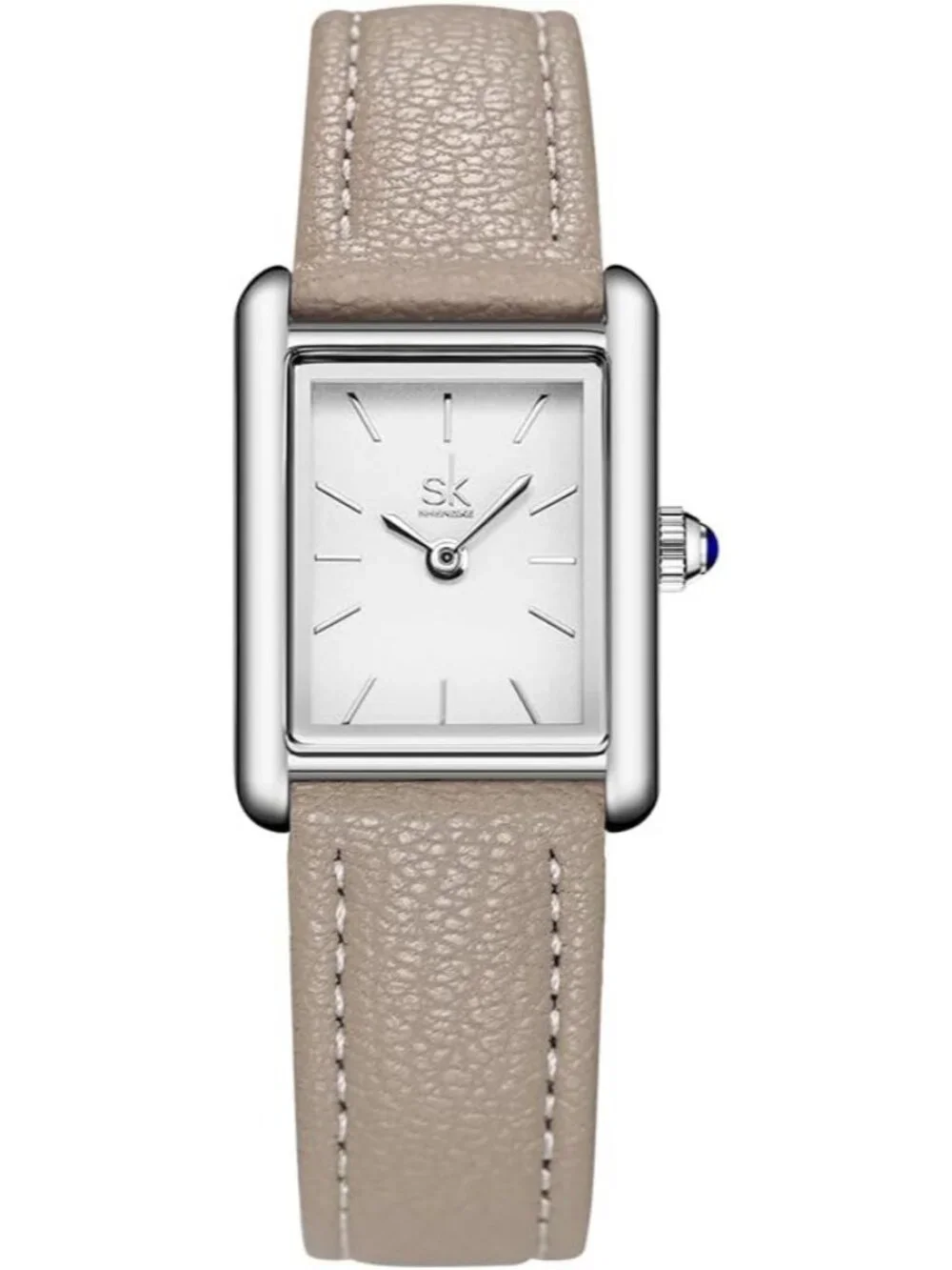 Women's Khaki Minimalist Vintage Square Leather Strap Vintage Classic Watches